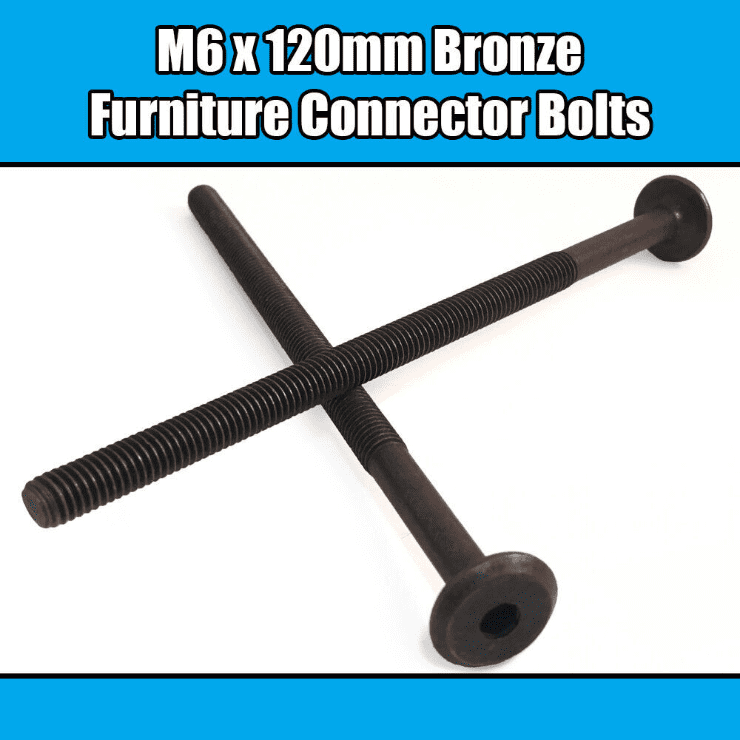M6X120mm Bronze Furniture Connector Bolts Joint Fixing Bed Cot Unit Table Desk