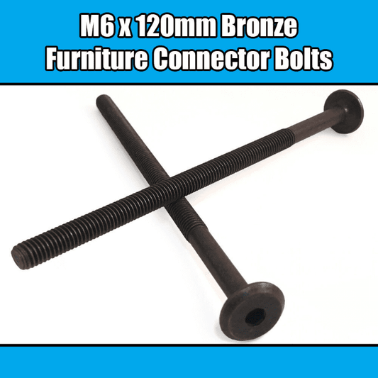 M6X120mm Bronze Furniture Connector Bolts Joint Fixing Bed Cot Unit Table Desk