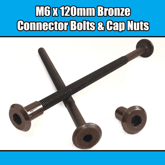 M6X120mm Bronze Furniture Connector Bolts With Cap Nuts Joint Fixing Bed Cot