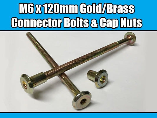 M6X120mm Gold Brass Yellow Furniture Connector Bolts & Cap Nuts Joint Fixing