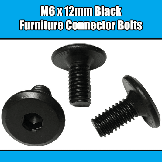 M6X12mm Black Furniture Connector Bolts Allen Joint Fixing Bed Cot Unit Table