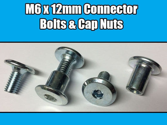 M6X12mm Furniture Connector Bolts & Nut Caps Allen Key Head Joint Fixing