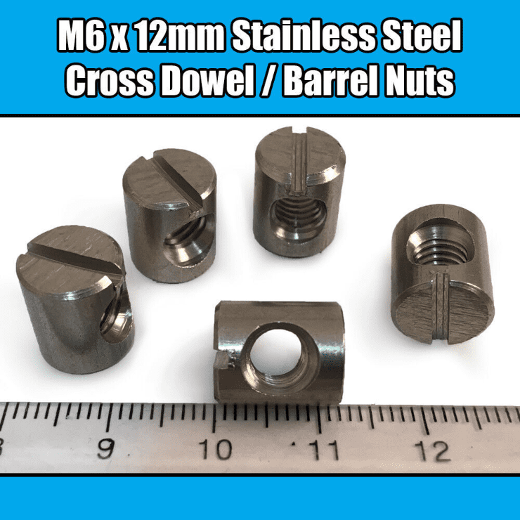 M6X12mm Stainless Steel Cross Dowel Barrel Nuts