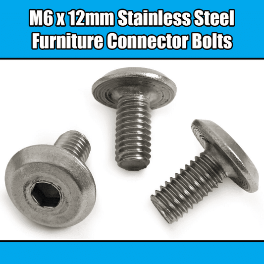 M6X12mm Stainless Steel Furniture Connector Bolts Fix Bed Cot Unit Table Desk