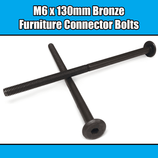 M6X130mm Bronze Furniture Connector Bolts Joint Fixing Bed Cot Unit Table Desk