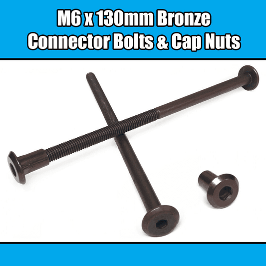 M6X130mm Bronze Furniture Connector Bolts With Cap Nuts Joint Fixing Bed Cot