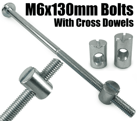 M6X130mm Furniture Connector Bolts & Cross Dowel Barrel Nuts Joint Fixing Unit