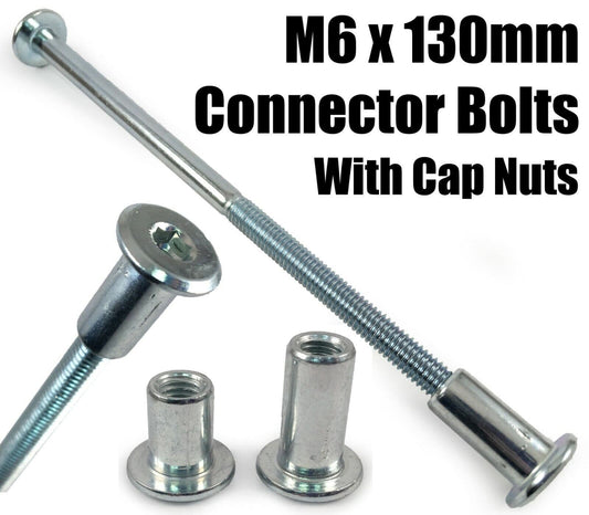 M6X130mm Furniture Connector Bolts & Nut Caps Allen Key Head Joint Fixing Unit