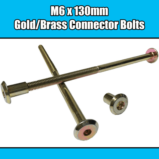 M6X130mm Gold Brass Yellow Furniture Connector Bolts & Cap Nuts Joint Fixing