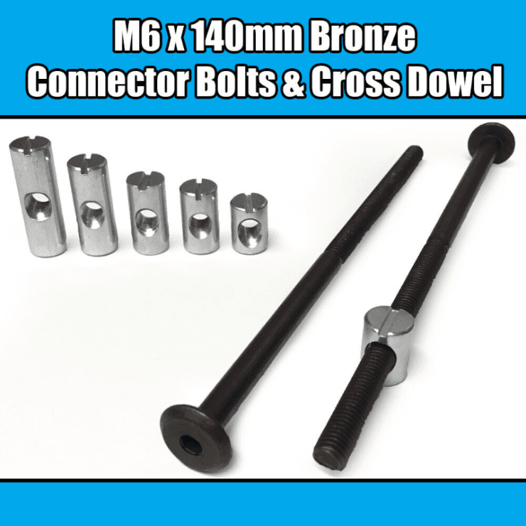 M6X140mm Bronze Furniture Connector Bolts Cross Dowel Barrel Nuts Fixing Unit