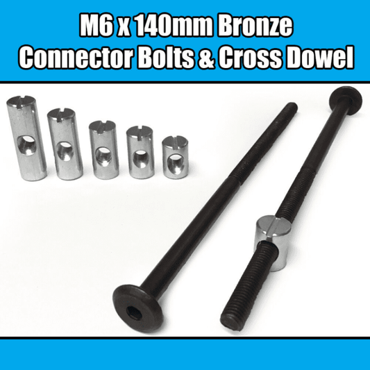 M6X140mm Bronze Furniture Connector Bolts Cross Dowel Barrel Nuts Fixing Unit