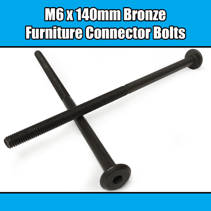 M6X140mm Bronze Furniture Connector Bolts Joint Fixing Bed Cot Unit Table Desk
