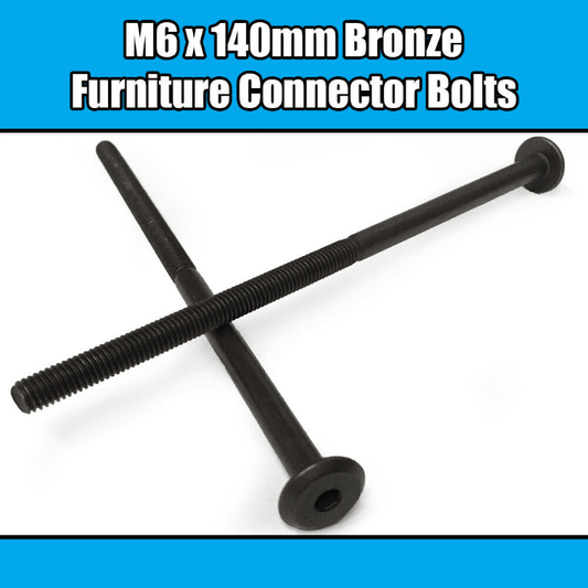 M6X140mm Bronze Furniture Connector Bolts Joint Fixing Bed Cot Unit Table Desk