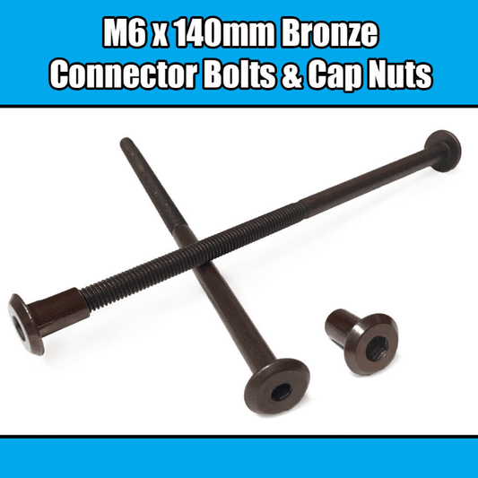 M6X140mm Bronze Furniture Connector Bolts With Cap Nuts Joint Fixing Bed Cot