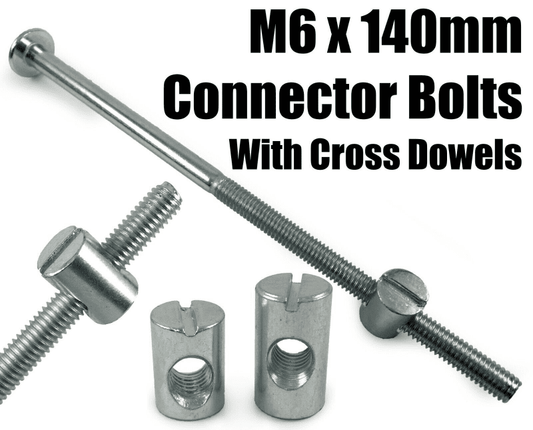 M6X140mm Furniture Connector Bolts & Cross Dowel Barrel Nuts Joint Fixing Unit
