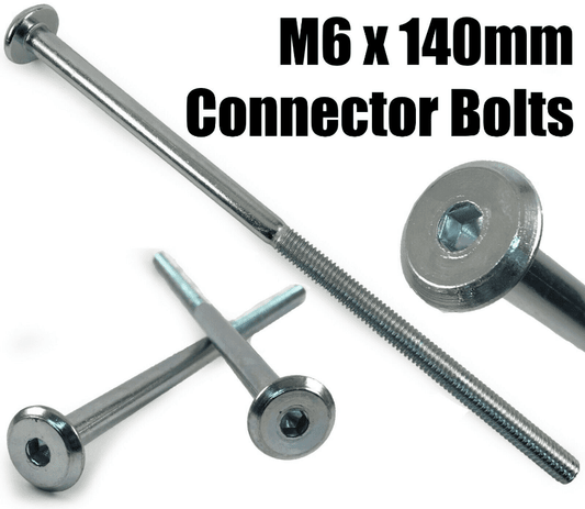 M6X140mm Furniture Connector Bolts Flat Head Joint Fixing Unit Bed Cot Desk