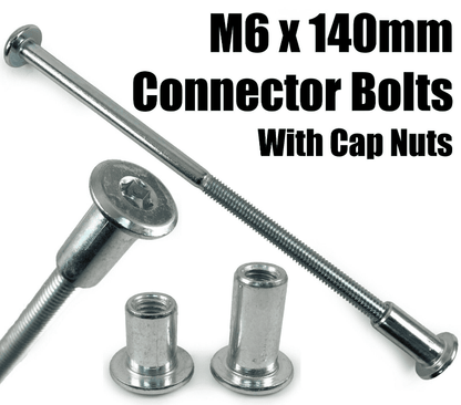M6X140mm Furniture Connector Bolts & Nut Caps Allen Key Head Joint Fixing Unit