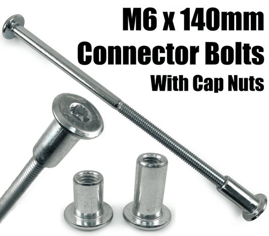 M6X140mm Furniture Connector Bolts & Nut Caps Allen Key Head Joint Fixing Unit