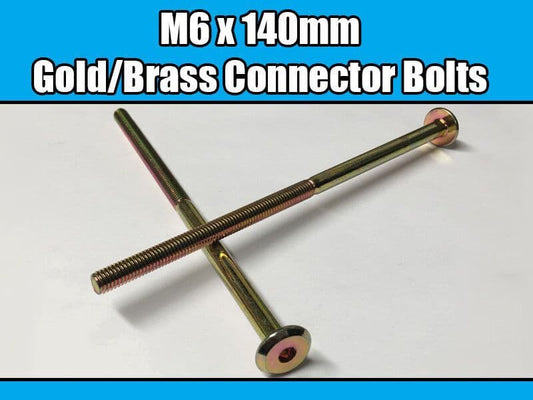 M6X140mm Gold Brass Yellow Furniture Connector Bolts Allen Key Joint Fixing
