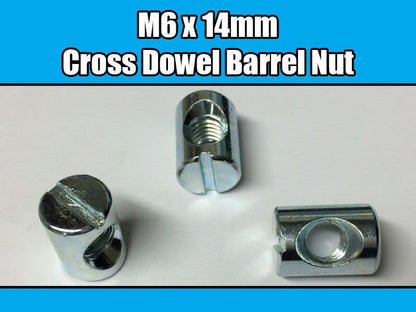 M6X14mm Furniture Cross Dowel Barrel Nuts Centre Thread Fixing Cot Bed Unit