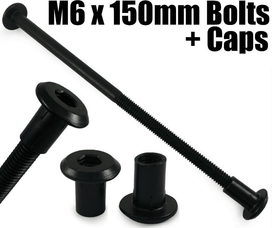 M6X150mm Black Furniture Connector Bolts With Cap Nuts Joint Fixing Bed Cot