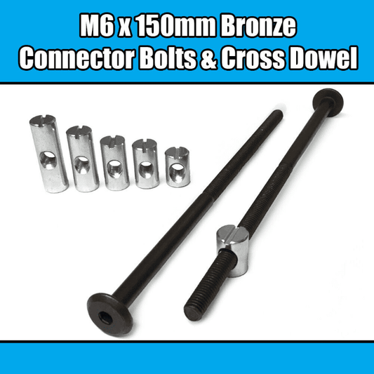 M6X150mm Bronze Furniture Connector Bolts Cross Dowel Barrel Nuts Fixing Unit