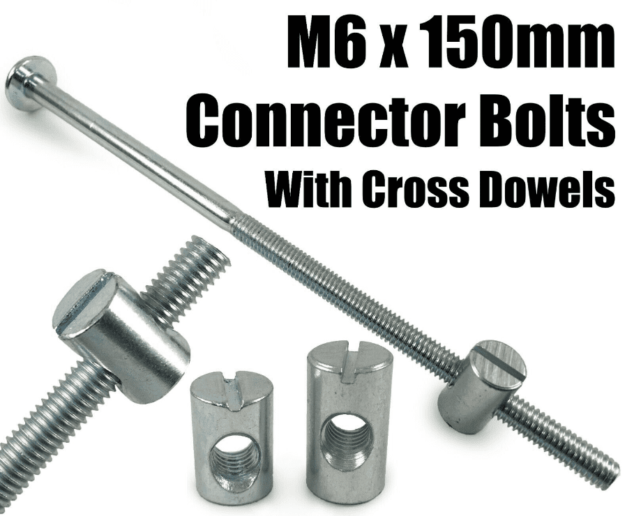 M6X150mm Furniture Connector Bolts & Cross Dowel Barrel Nuts Joint Fixing Unit