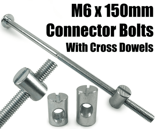 M6X150mm Furniture Connector Bolts & Cross Dowel Barrel Nuts Joint Fixing Unit