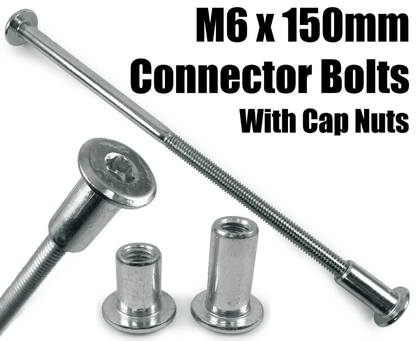 M6X150mm Furniture Connector Bolts & Nut Caps Allen Key Head Joint Fixing Unit