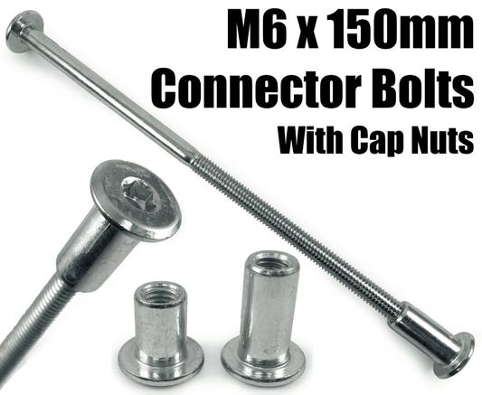 M6X150mm Furniture Connector Bolts & Nut Caps Allen Key Head Joint Fixing Unit