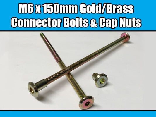 M6X150mm Gold Brass Yellow Furniture Connector Bolts & Cap Nuts Joint Fixing