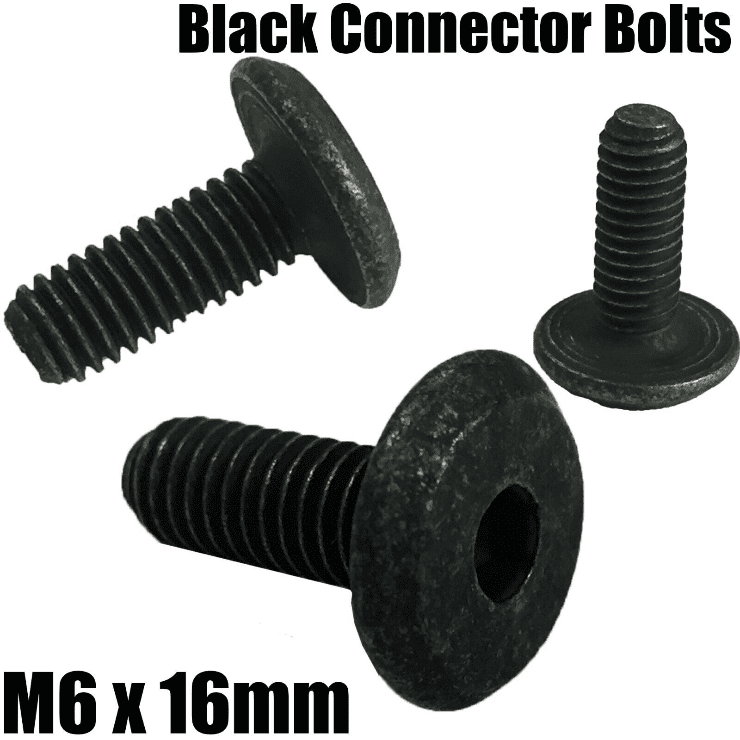 M6X16mm Black Furniture Connector Bolt + Caps -Slight Colour Defect-Reduced To Clear