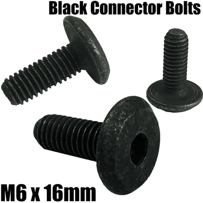M6X16mm Black Furniture Connector Bolt + Caps -Slight Colour Defect-Reduced To Clear