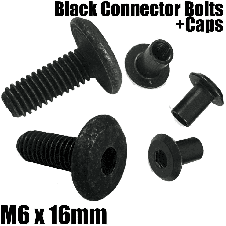 M6X16mm Black Furniture Connector Bolt + Caps -Slight Colour Defect-Reduced To Clear