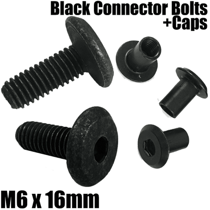 M6X16mm Black Furniture Connector Bolt + Caps -Slight Colour Defect-Reduced To Clear
