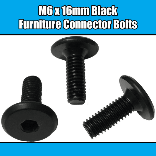 M6X16mm Black Furniture Connector Bolts Allen Joint Fixing Bed Cot Unit Table