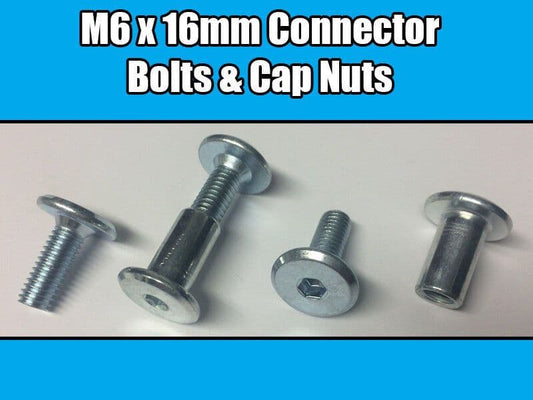 M6X16mm Furniture Connector Bolts & Nut Caps Allen Key Head Joint Fixing