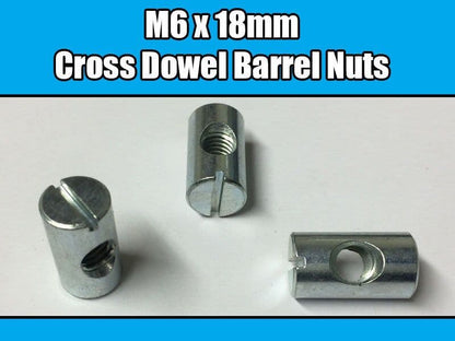 M6X18mm Furniture Cross Dowel Barrel Nuts Centre Thread Fixing Cot Bed Unit
