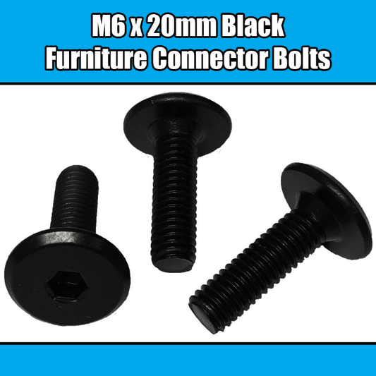 M6X20mm Black Furniture Connector Bolts Allen Joint Fixing Bed Cot Unit Table