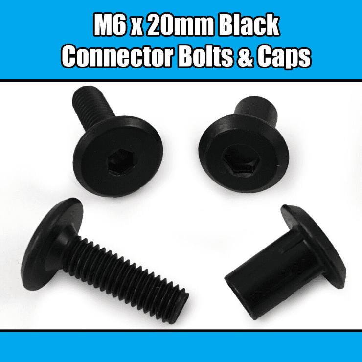M6X20mm Black Furniture Connector Bolts With Cap Nuts Joint Fixing Bed Cot