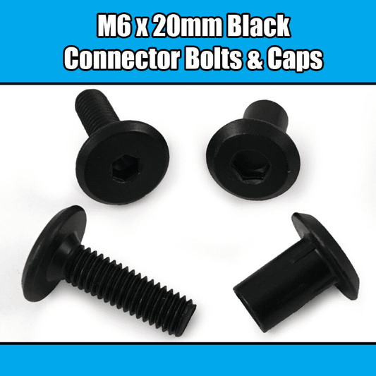 M6X20mm Black Furniture Connector Bolts With Cap Nuts Joint Fixing Bed Cot