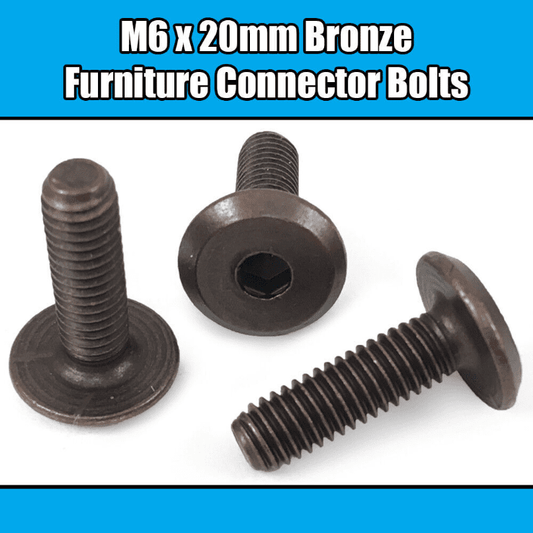M6X20mm Bronze Furniture Connector Bolts Joint Fixing Bed Cot Unit Table Desk