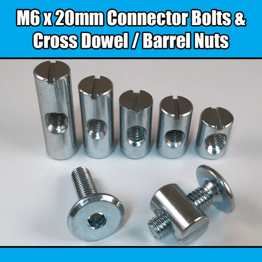 M6X20mm Furniture Connector Bolts & Cross Dowel Barrel Nuts Joint Fixing Unit