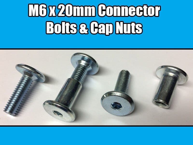 M6X20mm Furniture Connector Bolts & Nut Caps Allen Key Head Joint Fixing