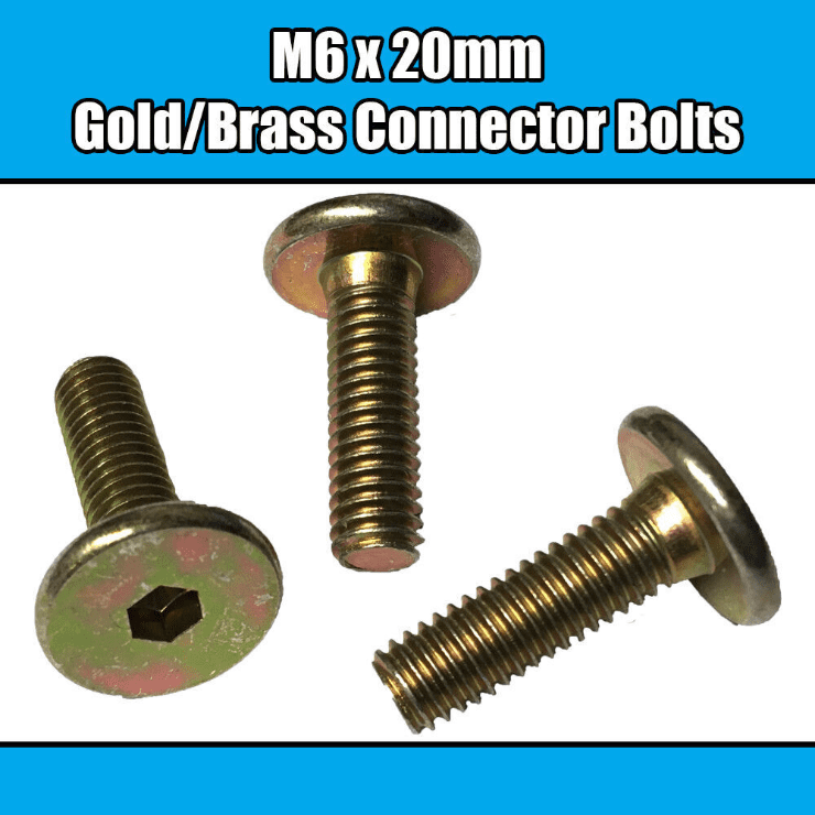 M6X20mm Gold Brass Yellow Furniture Connector Bolts Allen Key Joint Fixing