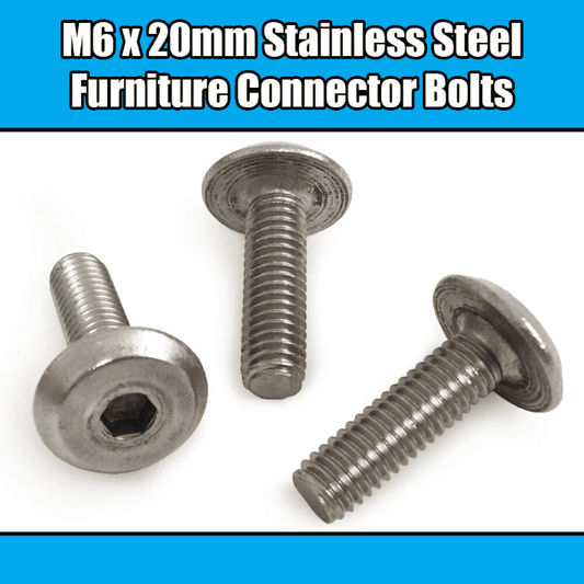 M6X20mm Stainless Steel Furniture Connector Bolts Fix Bed Cot Unit Table Desk