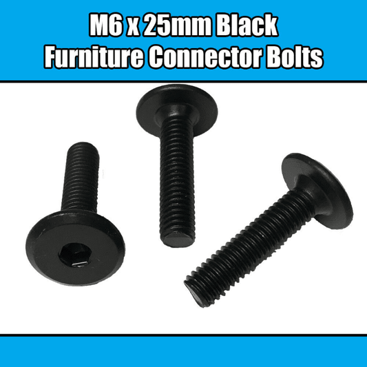 M6X25mm Black Furniture Connector Bolts Allen Joint Fixing Bed Cot Unit Table
