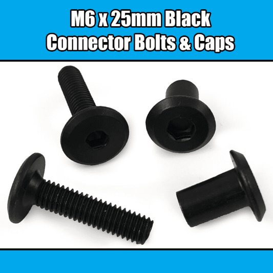 M6X25mm Black Furniture Connector Bolts With Cap Nuts Joint Fixing Bed Cot