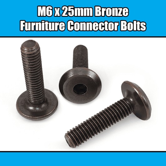 M6X25mm Bronze Furniture Connector Bolts Joint Fixing Bed Cot Unit Table Desk