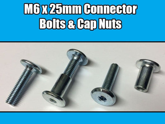 M6X25mm Furniture Connector Bolts & Nut Caps Allen Key Head Joint Fixing